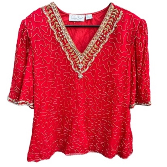 Vintage Lawrence Kazar Beaded & Sequined Formal Top 🎉2X Host Pick🎉 - Picture 1 of 8